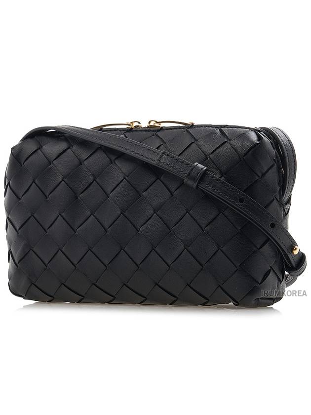 Intrecciato Lamb Leather Mini Cross Bag Black - BOTTEGA VENETA - BALAAN 3