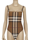 Women's Check Stretch Nylon One-Piece Swimsuit Burch Brown - BURBERRY - BALAAN 4