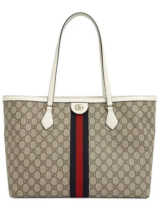 Ophidia Web GG Medium Canvas Tote Bag Beige - GUCCI - BALAAN.