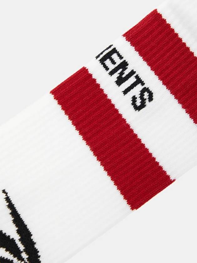 Logo Stripe High Top Socks White - VETEMENTS - BALAAN 4