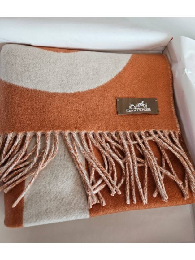 Cashmere Casaque Grand Mors Muffler Orange Ivory H259116S - HERMES - BALAAN 3