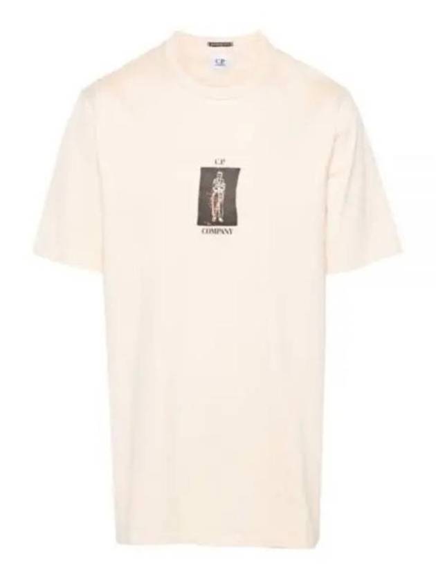 30/2 Mercerized Jersey Twisted Graphic Short Sleeve T-Shirt Beige - CP COMPANY - BALAAN 2