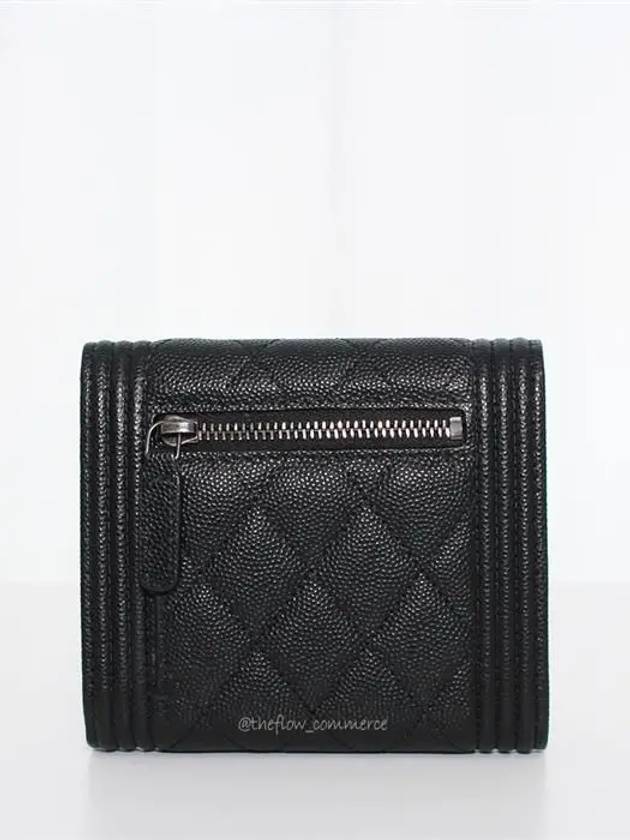 Boy  Small Flap Wallet Caviar Leather & Ruthenium Black - CHANEL - BALAAN 6