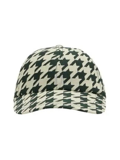 Houndstooth Pattern Cotton Ball Cap Green - BURBERRY - BALAAN 2