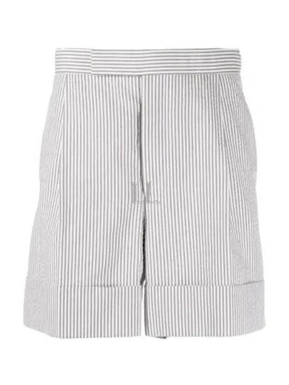 Men's Seersucker Gross Grain Cuff Shorts Medium Grey - THOM BROWNE - BALAAN 2