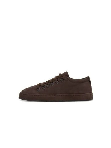 Men s Grainy Nubuck Low Top Sneakers Dark Brown - GIORGIO ARMANI - BALAAN 1