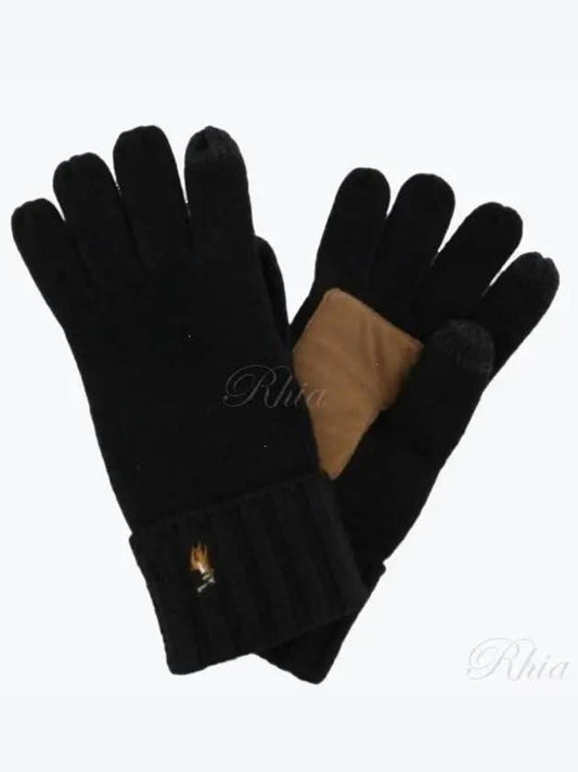 Signature Pony Merino Wool Touchscreen Gloves Black - POLO RALPH LAUREN - BALAAN 2