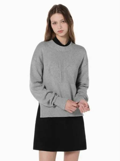 JEANS Women s Intarsia Loose Sweater Gray J224224P41 - CALVIN KLEIN - BALAAN 2