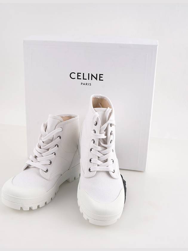 Logo Patapans Lace Up High Top Sneakers White - CELINE - BALAAN 7