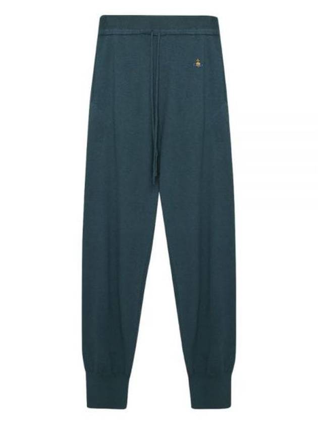 Women's Embroidered Logo Cashmere Blend Track Pants Emerald - VIVIENNE WESTWOOD - BALAAN 2