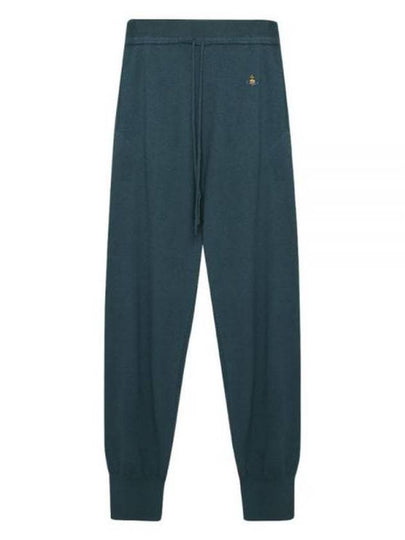 Women's Embroidered Logo Cashmere Blend Track Pants Emerald - VIVIENNE WESTWOOD - BALAAN 2