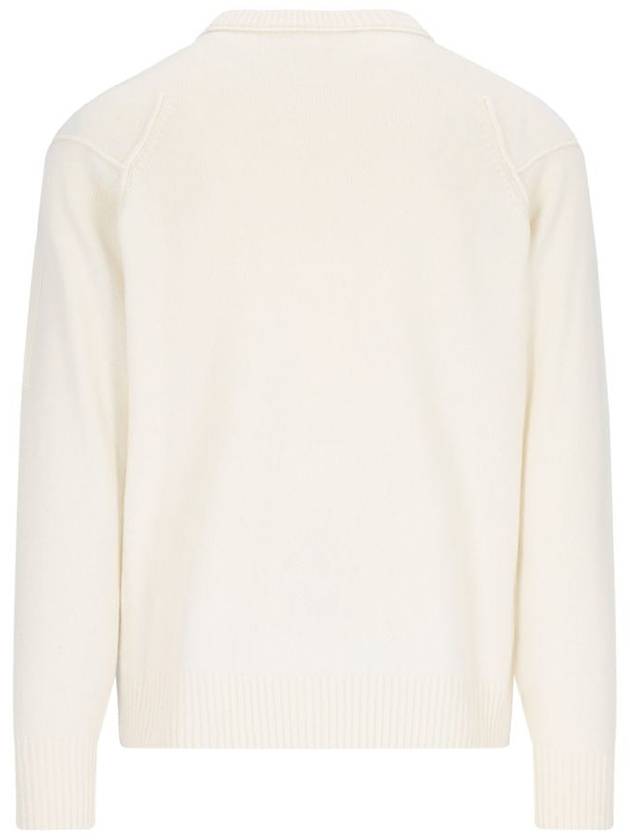 Lambswool GRS Crew Neck Knit Top White - CP COMPANY - BALAAN 3