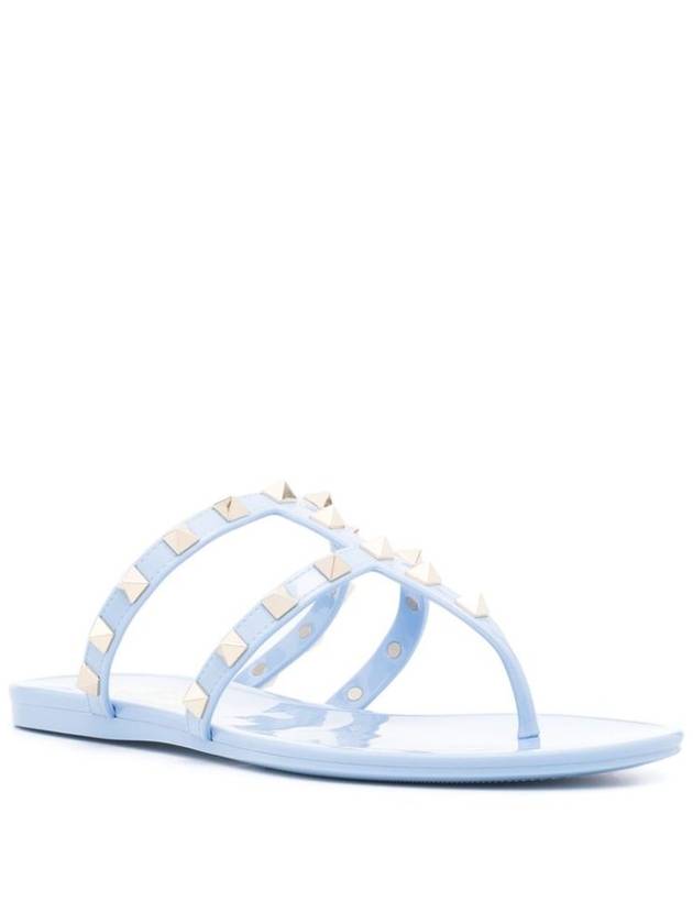 Rockstud Rubber Tongue Flip Flop Blue - VALENTINO - BALAAN 3