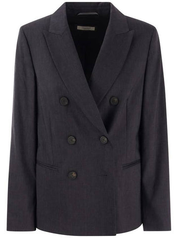 Wool and linen canvas double-breasted blazer - PESERICO - BALAAN 1