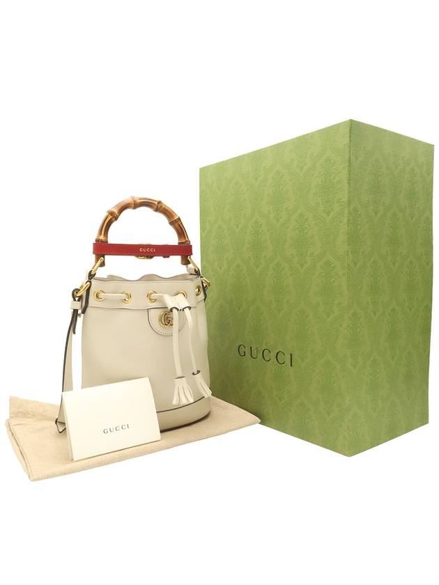 Ivory Diana Bamboo Leather Mini Bucket 2WAY 724667 - GUCCI - BALAAN 2