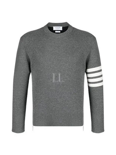 Rib Cuff Hem 4 Bar Virgin Wool Sweater Grey - THOM BROWNE - BALAAN 2