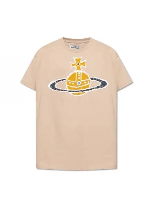 Women's Print Logo Short Sleeve T-Shirt Beige - VIVIENNE WESTWOOD - BALAAN 2