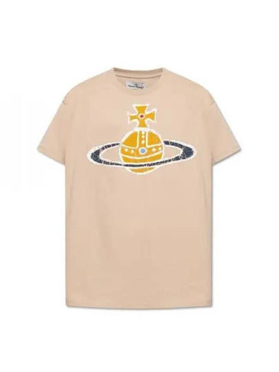 Women's Print Logo Short Sleeve T-Shirt Beige - VIVIENNE WESTWOOD - BALAAN 2