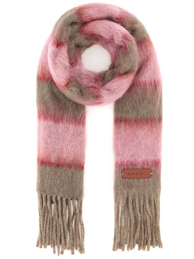 Striped Wool Mohair Muffler Pink - MARNI - BALAAN 3