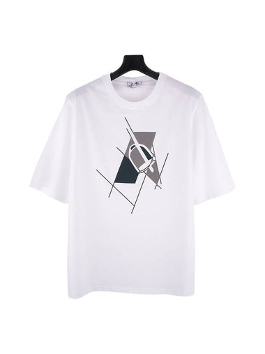 Etrier en Fragments Short Sleeve T-Shirt White - HERMES - BALAAN 1