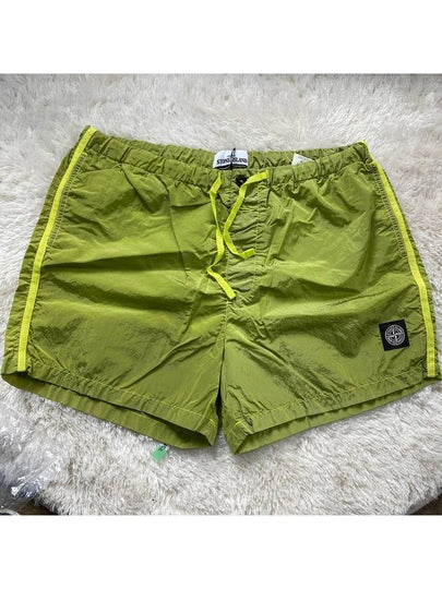 Logo Patch Nylon Metal Swim Shorts Lime - STONE ISLAND - BALAAN 2