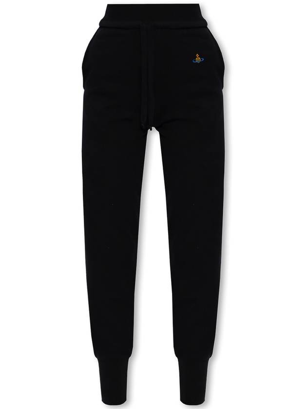 Embroidered Logo Knit Track Pants Black - VIVIENNE WESTWOOD - BALAAN 2