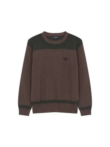 Men s block point wool blend knit dark brown 271323 - EMPORIO ARMANI - BALAAN 1