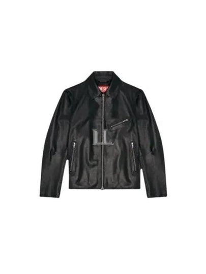 L Korn Leather Jacket Black - DIESEL - BALAAN 2