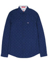 Dobby Spot Slim Fit Long Sleeve Shirt Navy - TOMMY HILFIGER - BALAAN 2