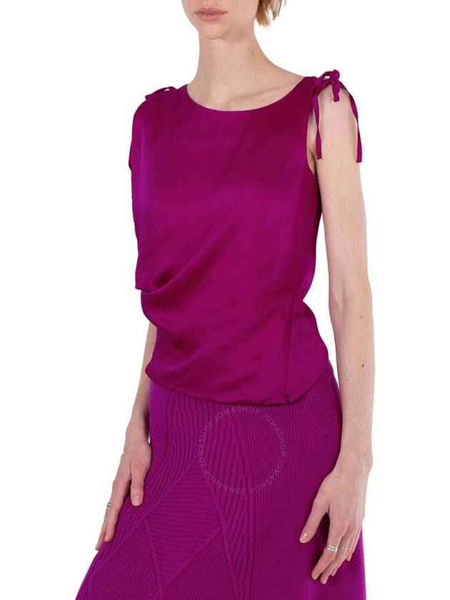 Atlein Ladies Purple Cowl Neck Satin Top, Brand Size 36 (US Size 2) - ATLEIN - BALAAN 3