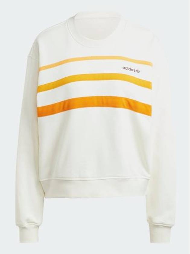 80S Ribbed Crew Neck Cotton Sweatshirt Off White Orange - ADIDAS - BALAAN 2