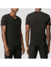 Cotton V-neck Short Sleeve T-Shirt Black - TOM FORD - BALAAN 2