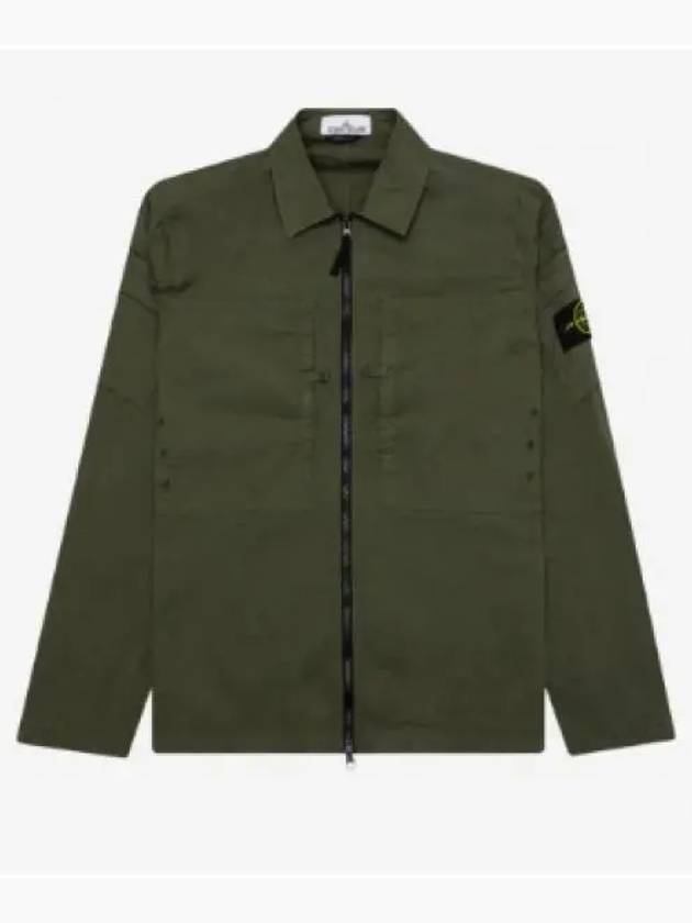 Stretch Cotton Gabardine Over Long Sleeve Shirt Green - STONE ISLAND - BALAAN 2