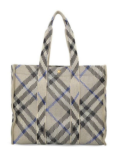 Check Knit Medium Tote Bag Lichen - BURBERRY - BALAAN 2