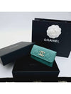 Caviar Snap Flap Card Wallet Holder Jean Mint Green CC Crush AP3978 - CHANEL - BALAAN 5