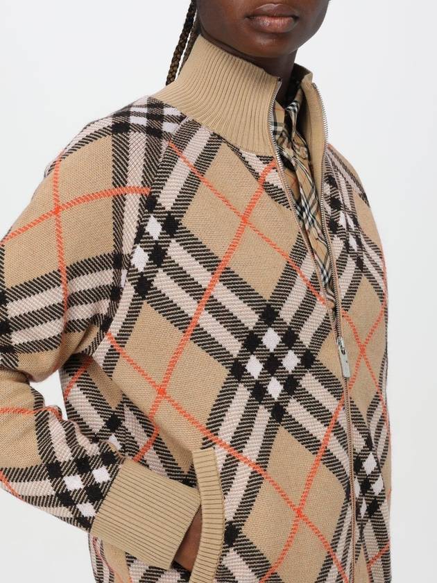 Check Wool Blend Knitted Track Jacket Sand - BURBERRY - BALAAN 6