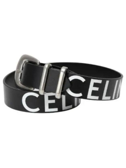 Logo Print Large Western Calfskin Belt Black - CELINE - BALAAN 2