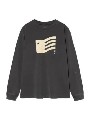 flag long sleeve t shirt charcoal - KIJUN - BALAAN 1