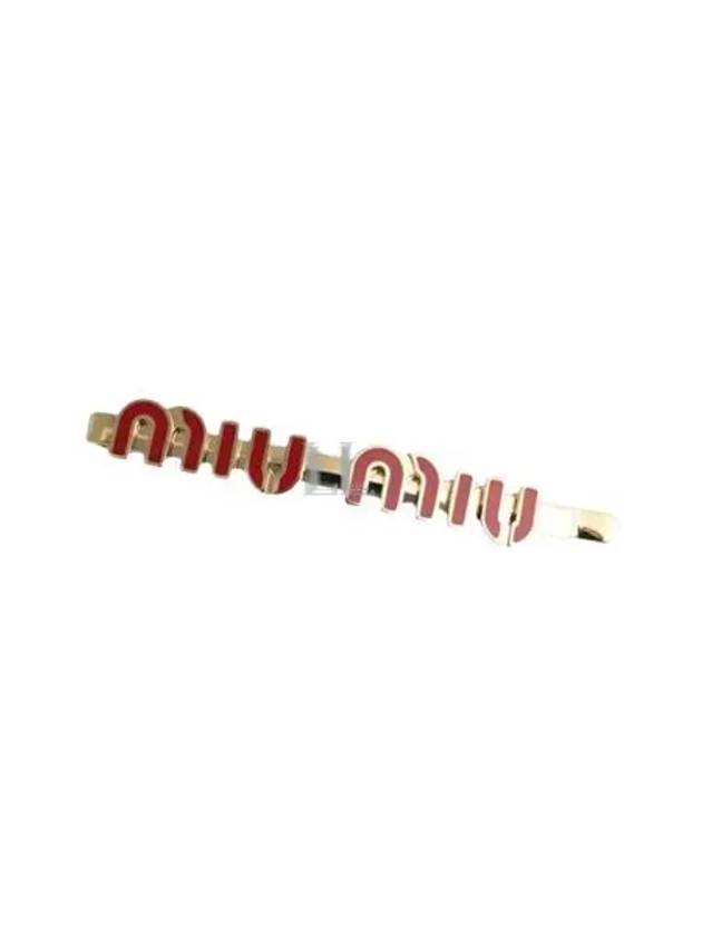 Enamel Metal Hair Clip Gold Red - MIU MIU - BALAAN 2