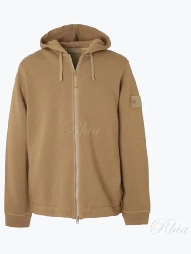 Ghost Piece Cotton Wool Fleece Zip Up Hoodie Brown - STONE ISLAND - BALAAN 2