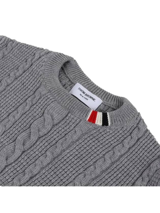 RWB Cable Wool Knit Top Grey - THOM BROWNE - BALAAN 4