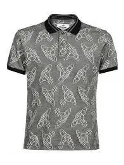 Men's Classic Striped Collar Short Sleeve Polo Shirt Grey - VIVIENNE WESTWOOD - BALAAN 2