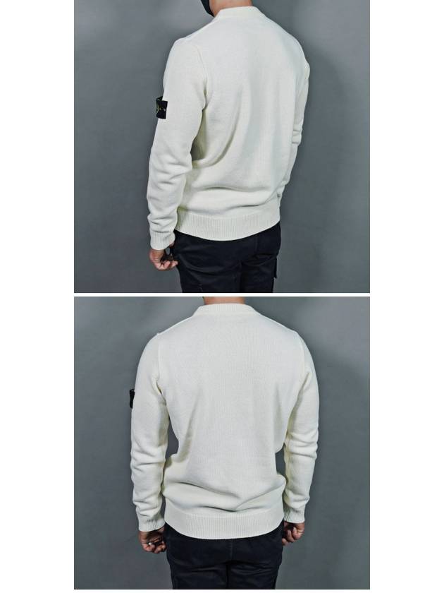 Wappen Patch Crew Neck Wool Knit Top White - STONE ISLAND - BALAAN 7