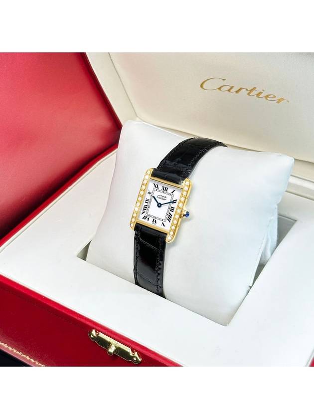 Must Tank Quartz White Roman Dial Diamond Crocodile Unisex Leather Watch - CARTIER - BALAAN 5