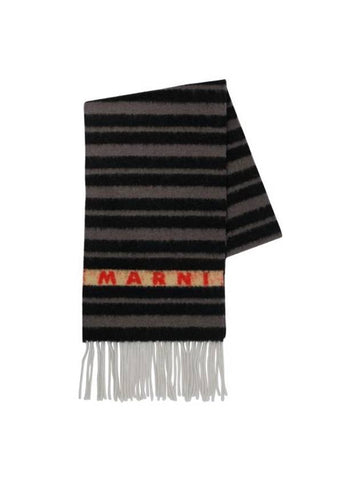 Striped Fringe Muffler Black - MARNI - BALAAN 1