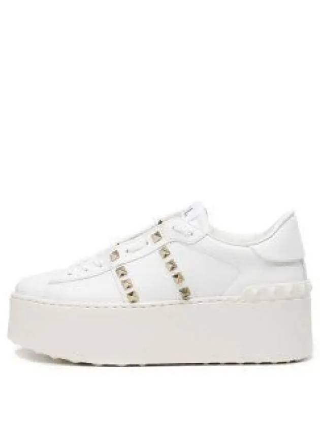 Rockstud Untitled Platform Calfskin Low Top Sneakers White - VALENTINO - BALAAN 2