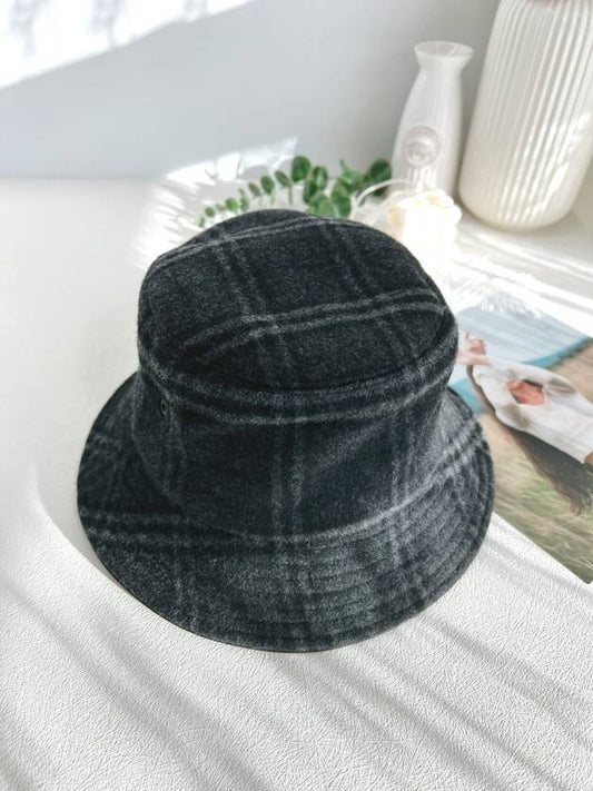 Check Wool Cashmere Bucket Hat Gray - BURBERRY - BALAAN 2
