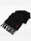 Small Heart Logo Classic Wool Scarf Black - AMI - BALAAN 4