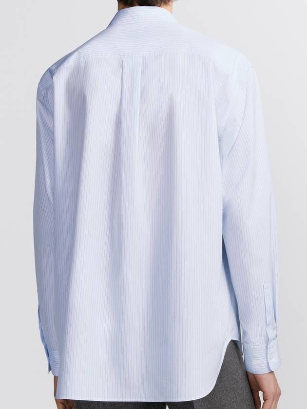 Couture Embroidery Striped Cotton Poplin Long Sleeves Shirt Light Blue - DIOR - BALAAN 4