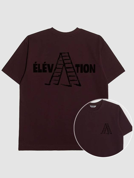 UNISEX Elevation Graphic Short Sleeve T Shirt BURGUNDY - KLOR - BALAAN 1